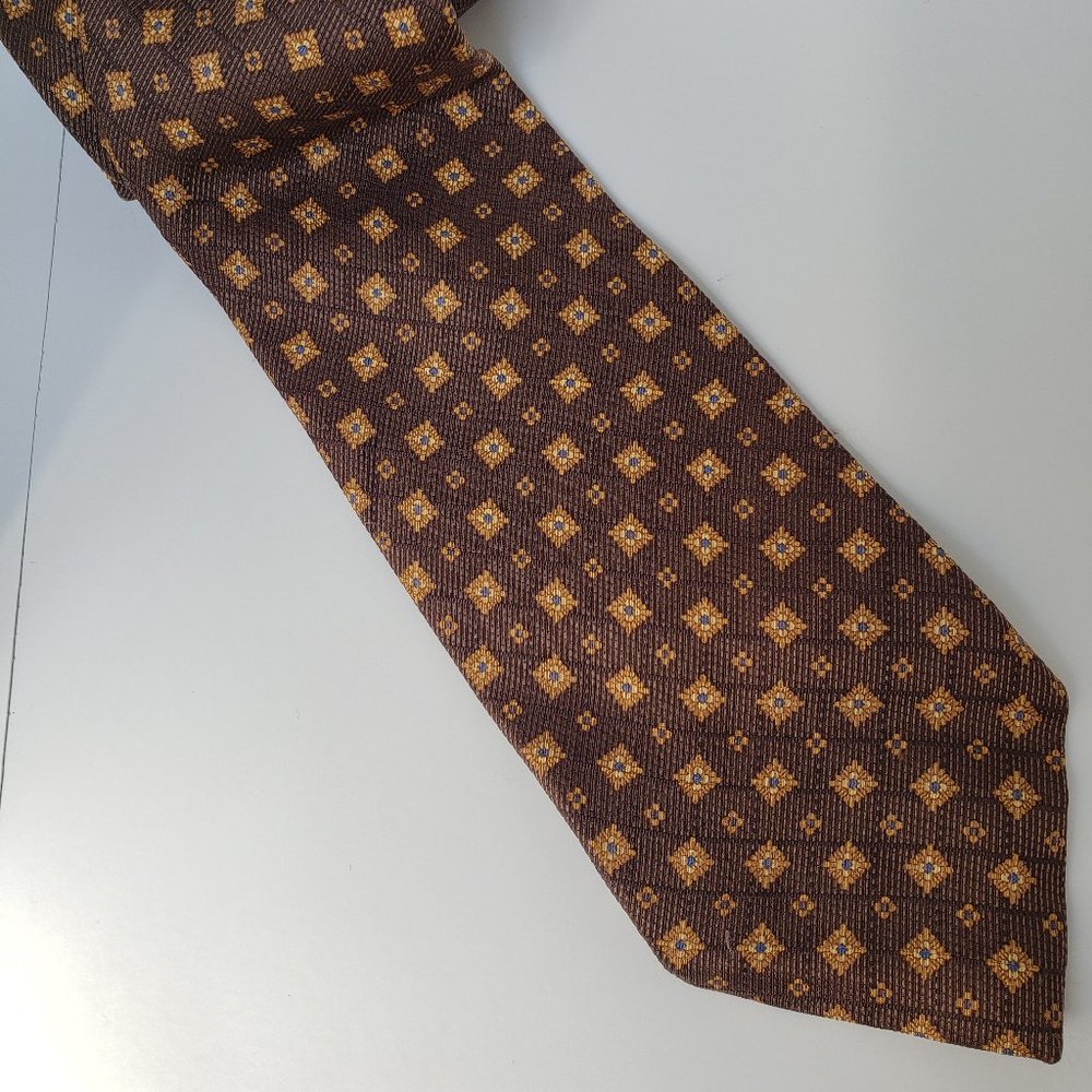 Men's Robert Talbott Brown Print Silk Tie